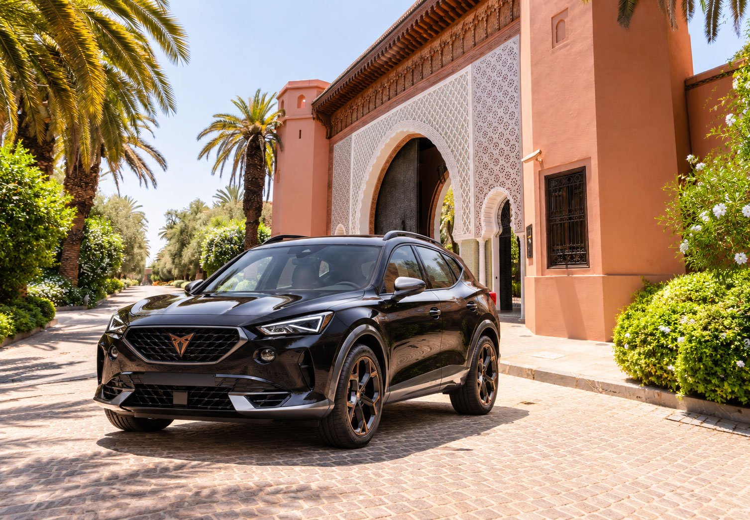 Location Cupra Formentor 2 Black-Cupra-Formentor-at-Moroccan-Villa-Gate