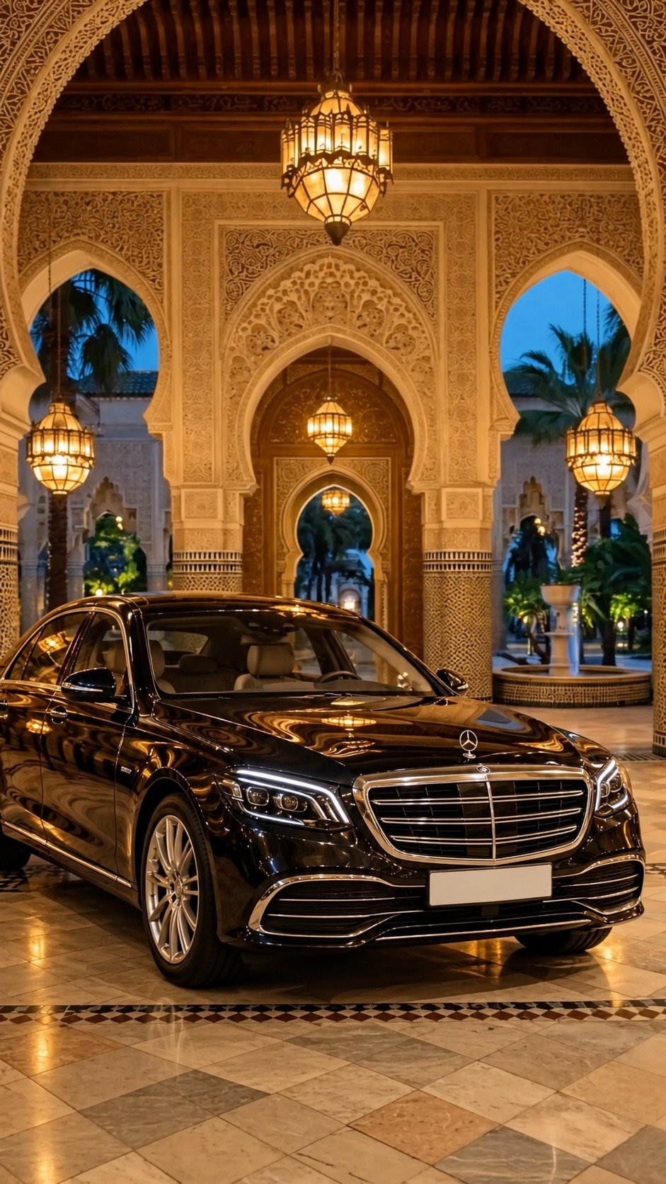 Black Mercedes in a Moroccan Palace