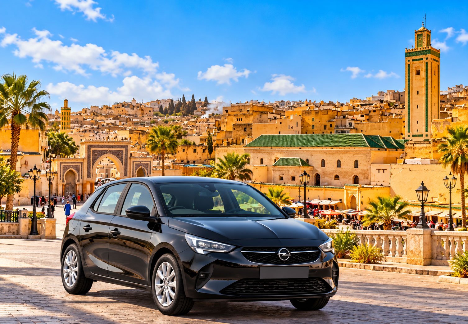 Location Opel Corsa 2 Glossy-Hatchback-in-a-Moroccan-Medina