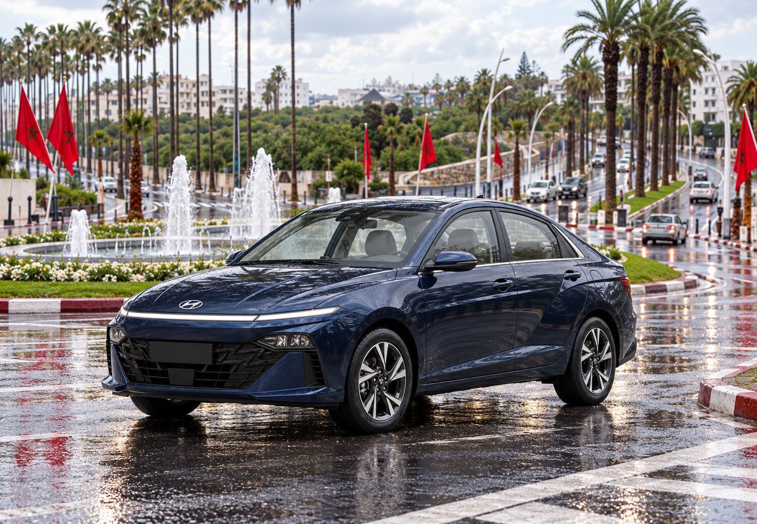 Rainy-Moroccan-Boulevard-Hyundai-Accent